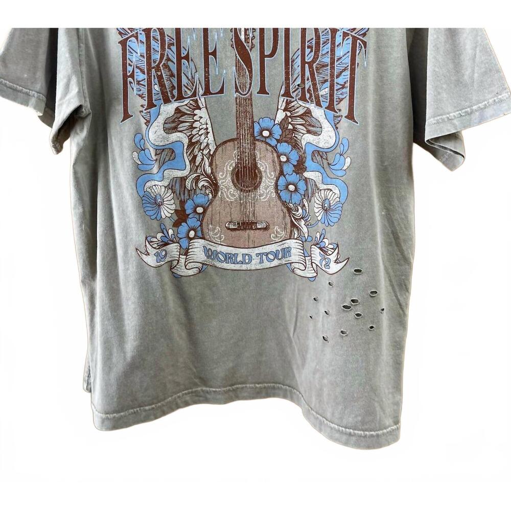 NEW ZUTTER women's free spirit guitar tee in mineral washed khaki